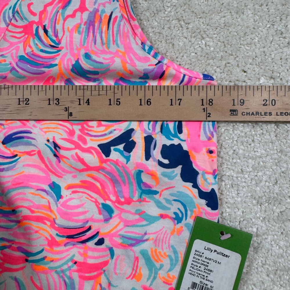Lilly Pulitzer Amina Dress Womens Medium Pelican Pink Flamingo Head In The Sand - Picture 5 of 10